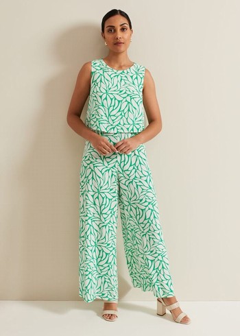 Phase Eight Petite Aubrey Geo Jumpsuit Green USA | 6209317-LP